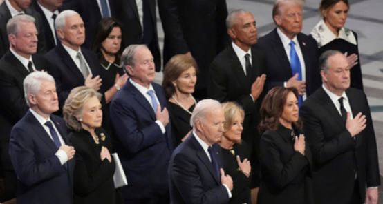 A photo of five presidents gathered under one roof to pay their respects to Carter - Credit: AP News
