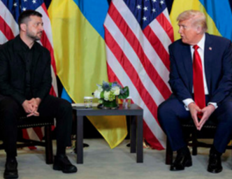 A photo of US and Ukrainian Presidents Trump and Zelenskyy - Credit: NPR News