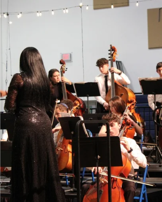 A photo of the student performers in action